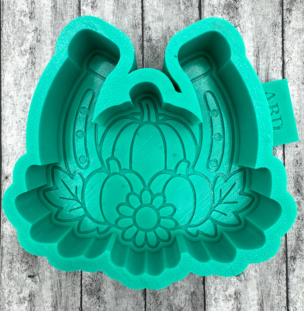 Fall Horseshoe with Pumpkins Sunflowers Freshie Silicone Mold