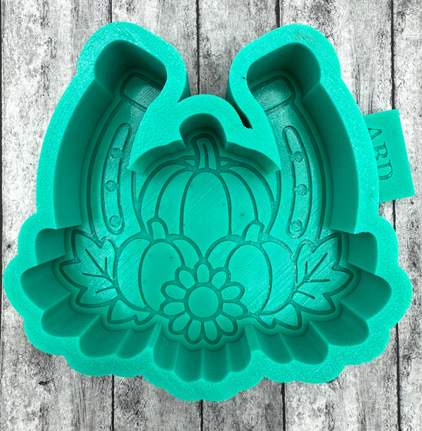 Fall Horseshoe with Pumpkins Sunflowers Freshie Silicone Mold