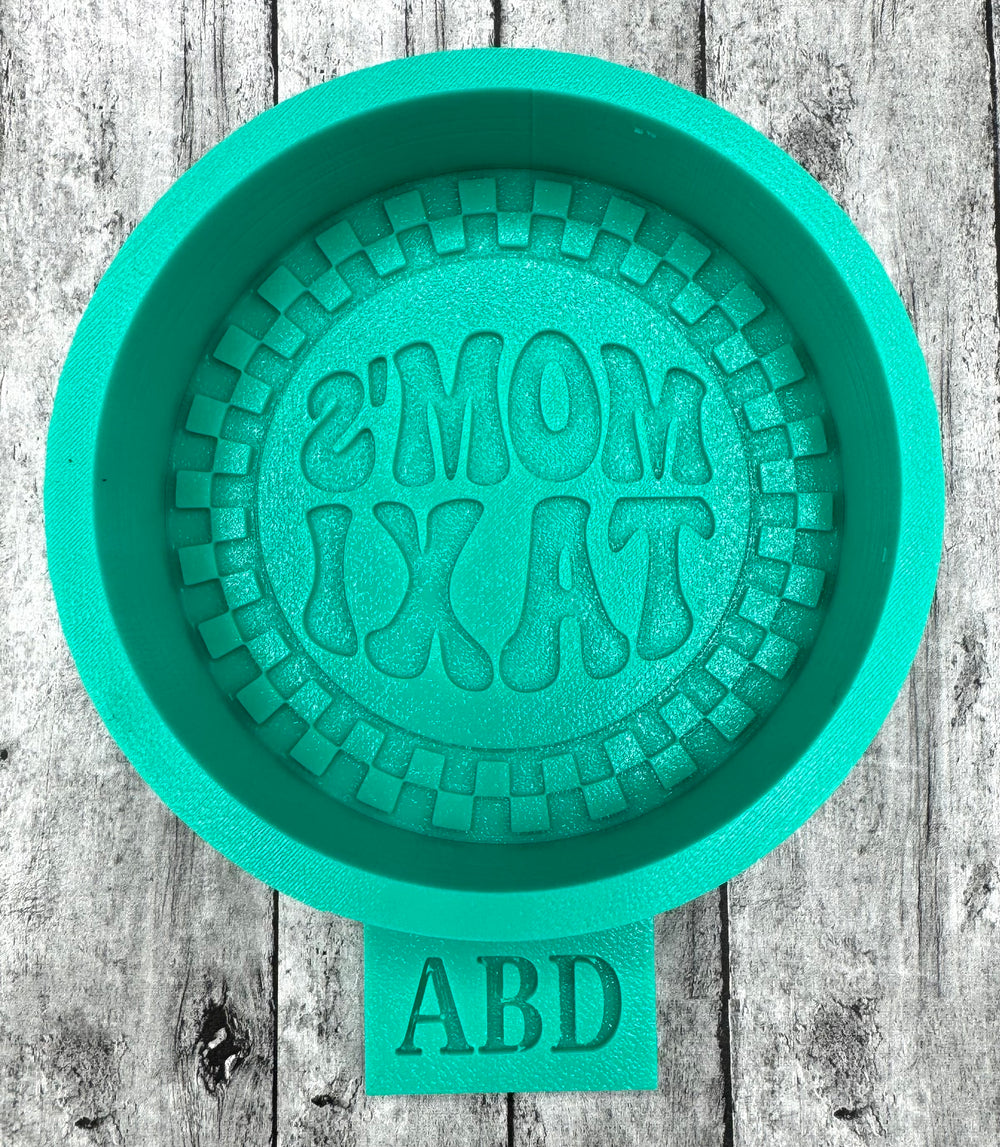 Mom’s Taxi Round with Checkered Frame Freshie Silicone Mold