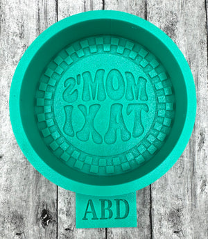 Mom’s Taxi Round with Checkered Frame Freshie Silicone Mold