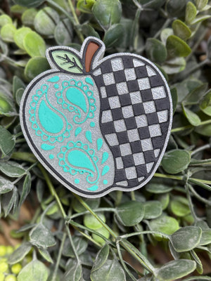 Apple with Checkered and Paisley Pattern   Freshie Silicone Mold