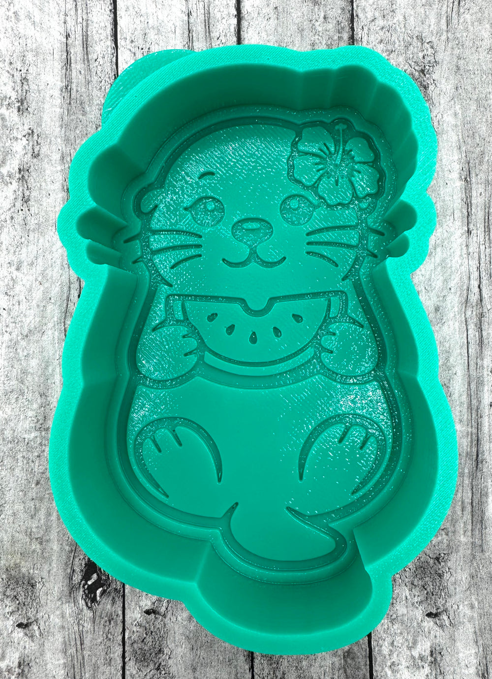 Otter with Hibiscus Flower and Watermelon Silicone Mold
