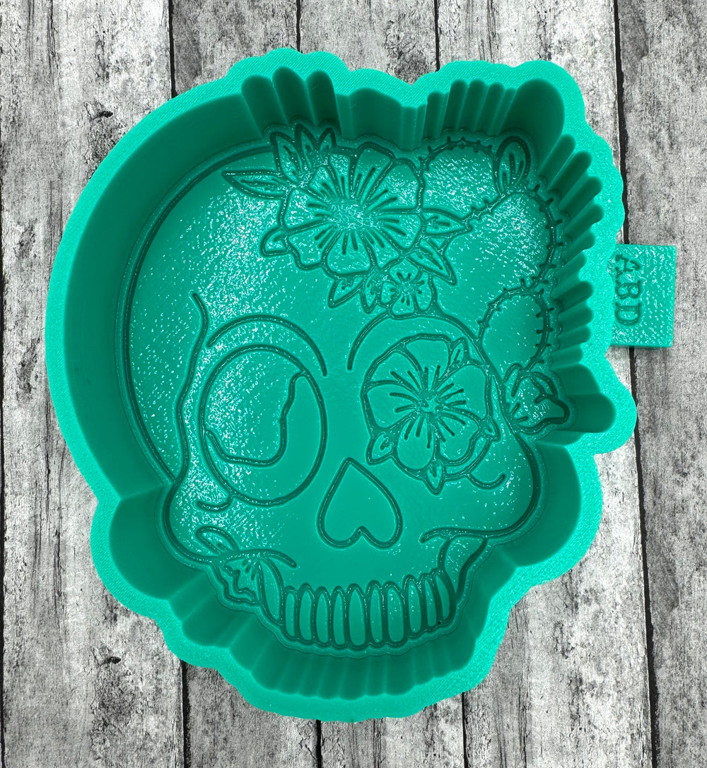 Skull with Flowers Freshie Silicone Mold