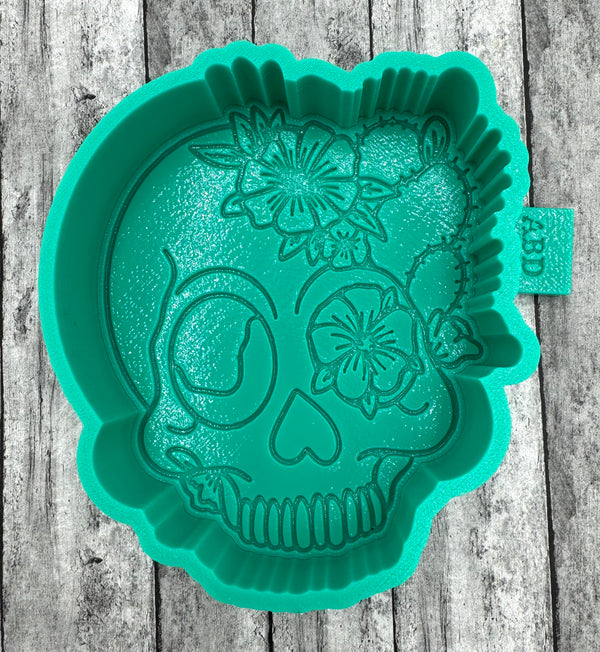 Skull with Flowers Freshie Silicone Mold