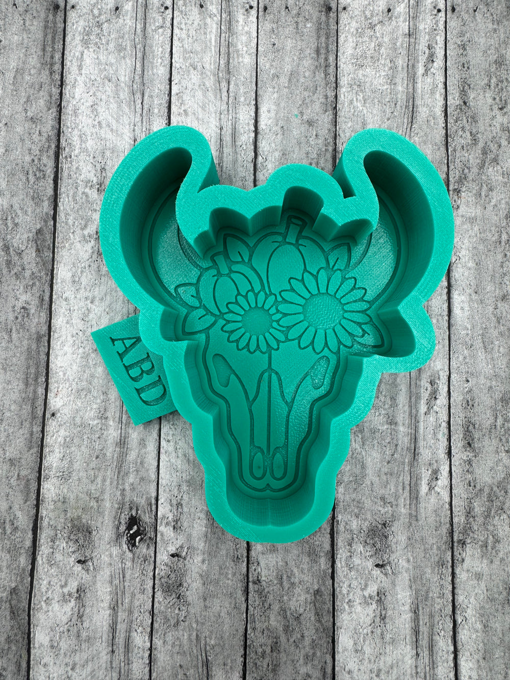 Skull with Pumpkin Sunflower Crown Freshie Silicone Mold