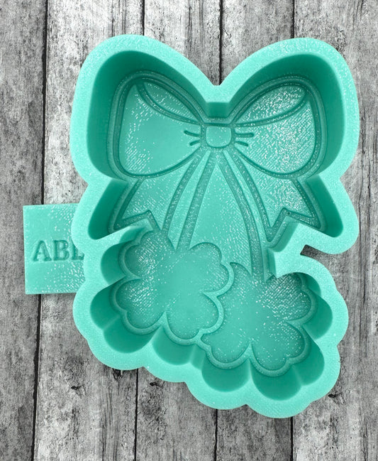 Lucky Charm Clovers with Bow Freshie Silicone Mold