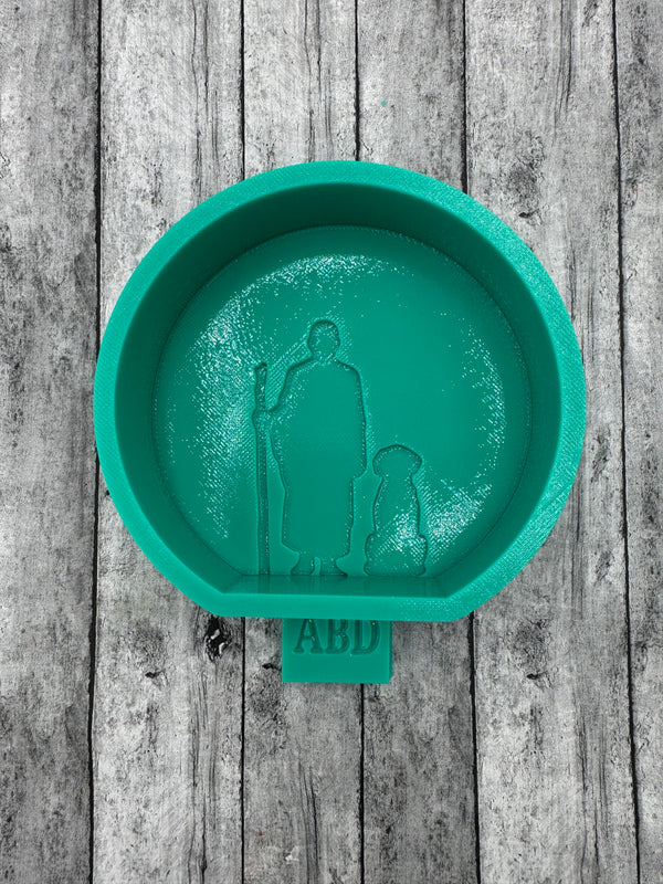 Shepherd Monk with Dog Round Freshie Silicone Mold
