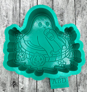 Ghost on a Float with Pumpkins Silicone Mold