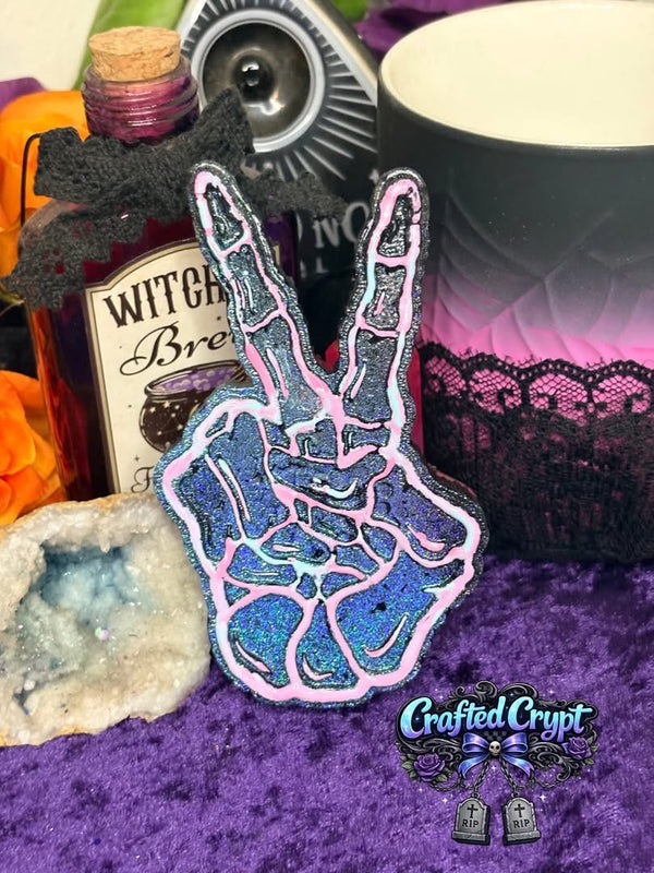 Skeleton Hand Peace Sign Freshie Mold
