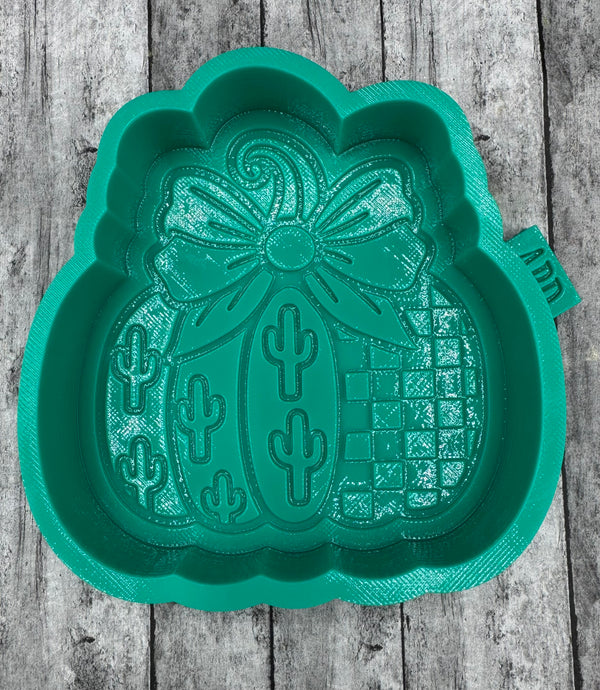 Pumpkin Cactus Checkered Freshie Silicone Mold