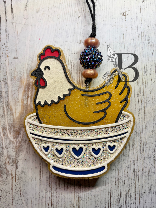 Vintage Chicken in Bowl Freshie Silicone Mold