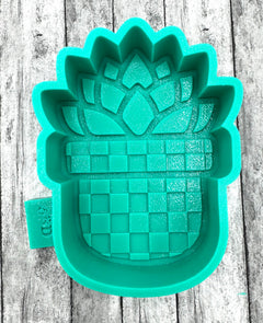 Succulent Plant in checkered Pot Freshie Mold