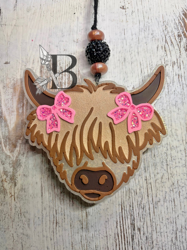 Highland Cow with Bows on Horns Freshie Silicone Mold