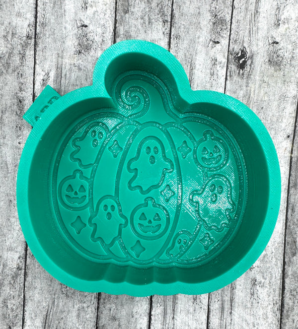 Pumpkin with Ghosts and Pumpkins Freshie Silicone Mold