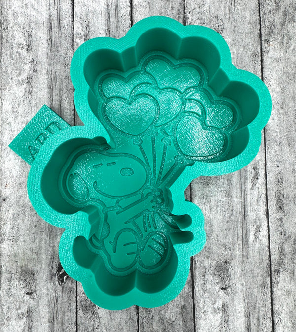 Beagle Dog Heart Balloons Valentine Freshie Silicone Mold