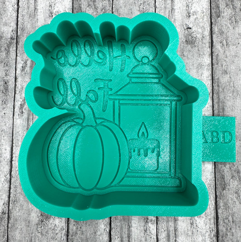 Lantern with Pumpkin Hello Fall Silicone Mold