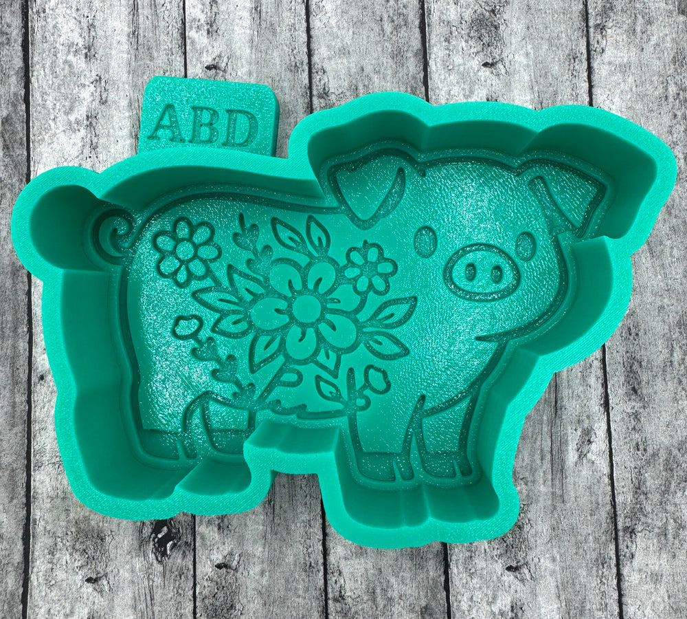 Pig with Flowers Freshie Silicone Mold