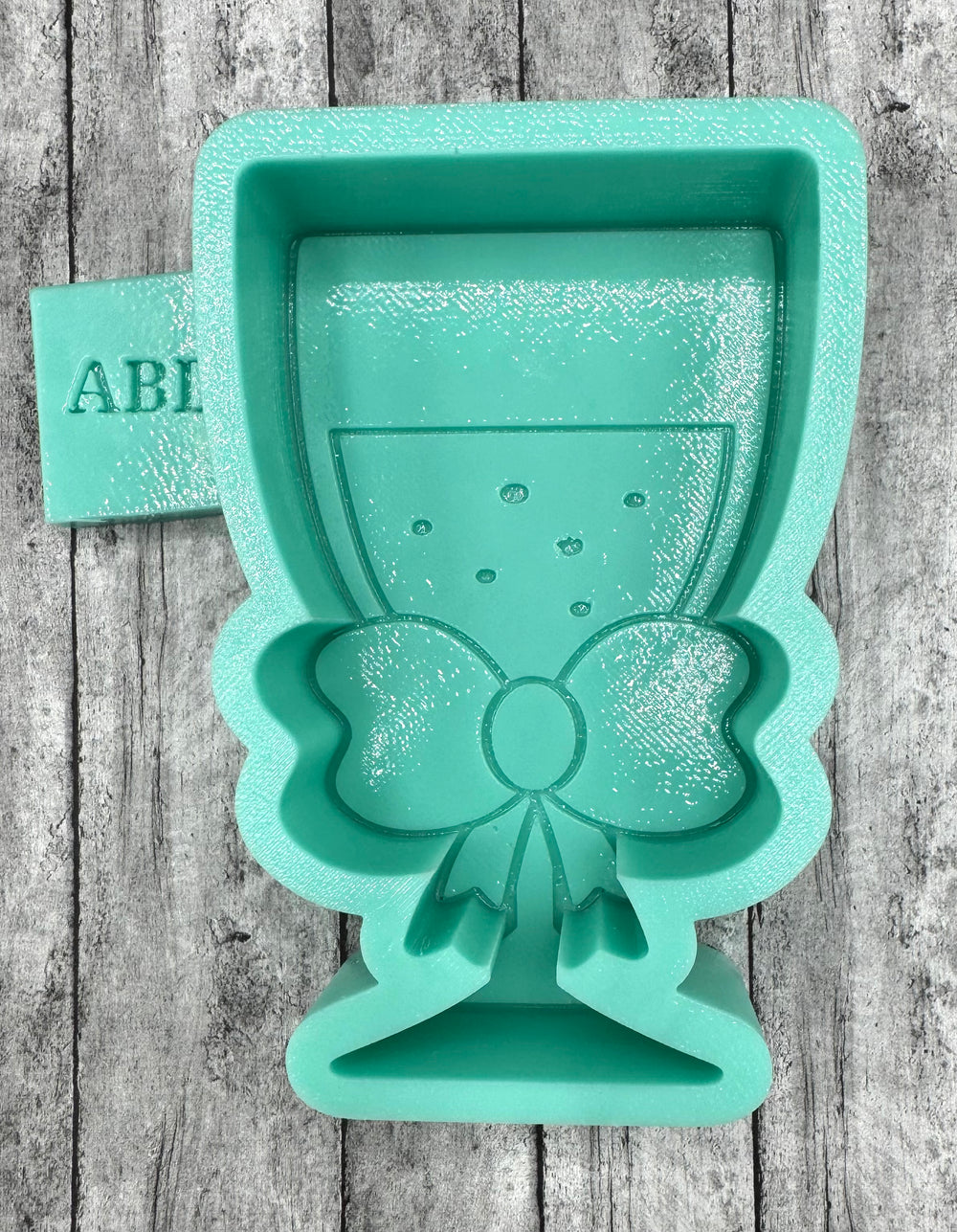 Champagne Toast Glass with Bow Freshie Silicone Mold