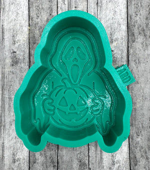 Scream Scary Dude with Pumpkin Freshie Silicone Mold