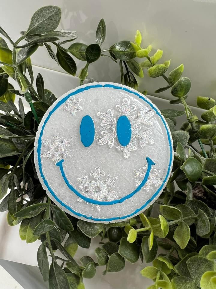 Snowflake Smiley Face Freshie Silicone Mold