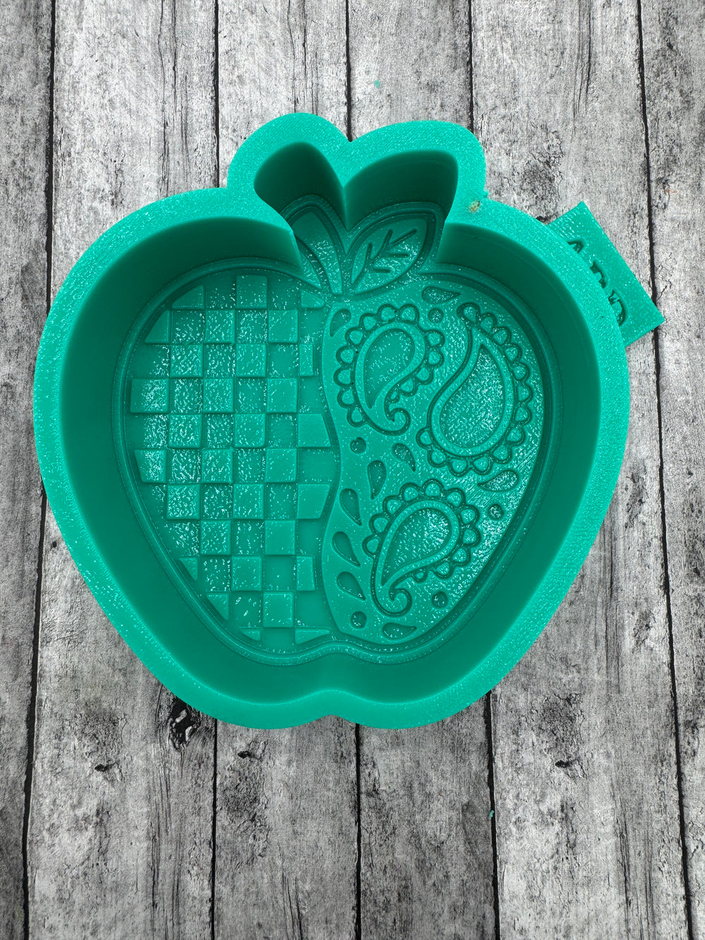 Apple with Checkered and Paisley Pattern   Freshie Silicone Mold