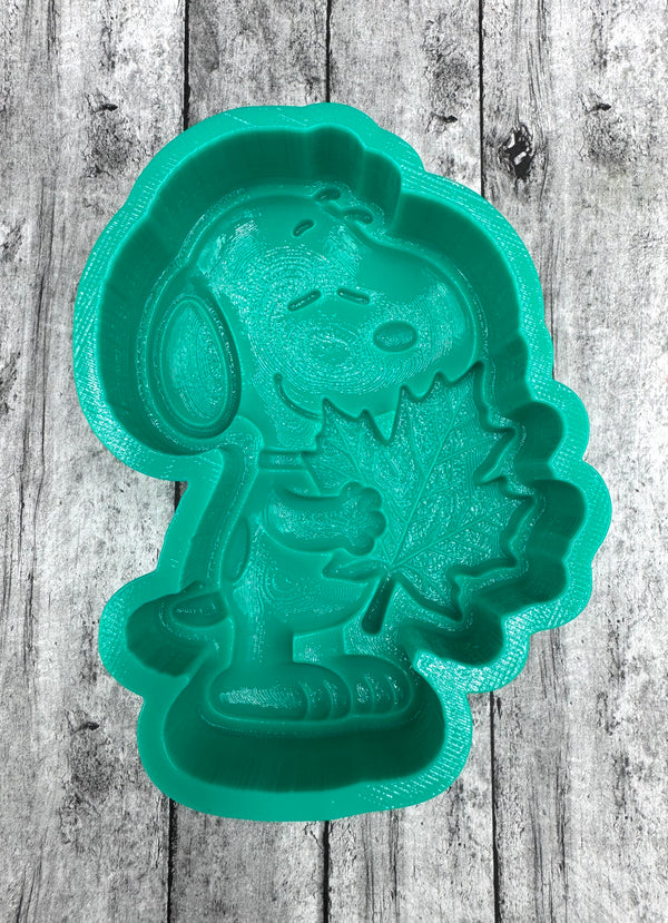 3D Beagle Dog holding Leaf Silicone Mold