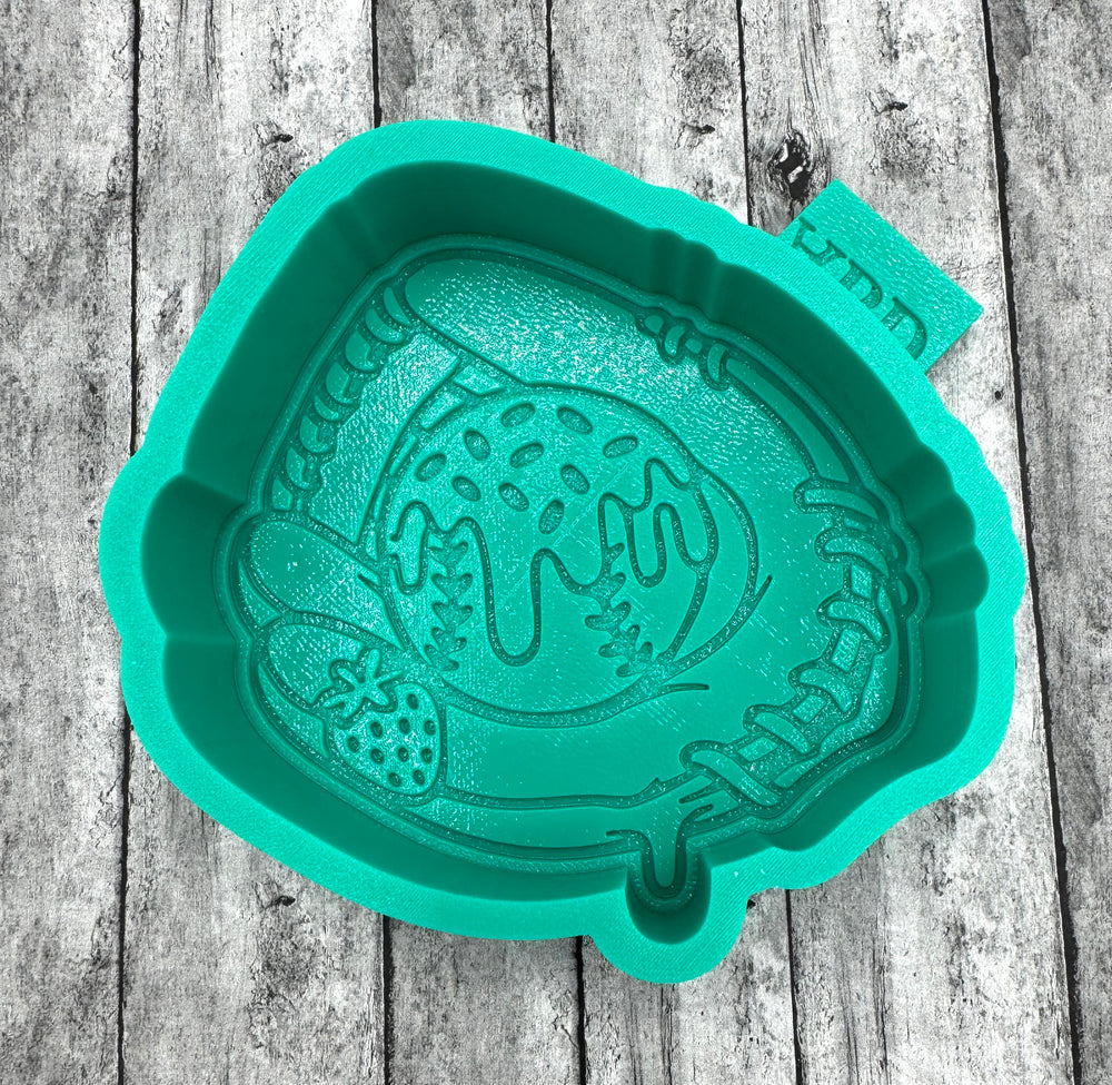 Baseball Glove Drip with Strawberry Freshie Silicone Mold