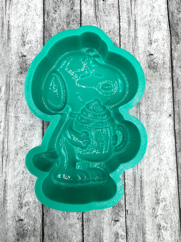 3D Beagle Dog holding Latte Cup Silicone Mold