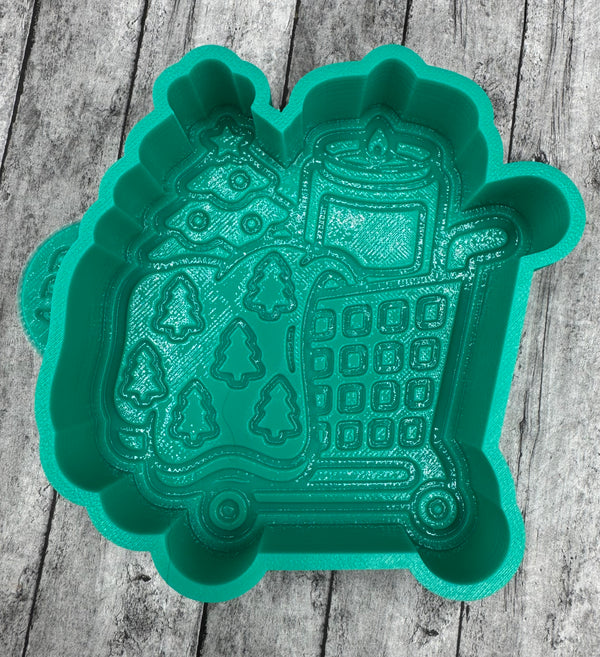 Christmas Shopping Cart Freshie Silicone Mold