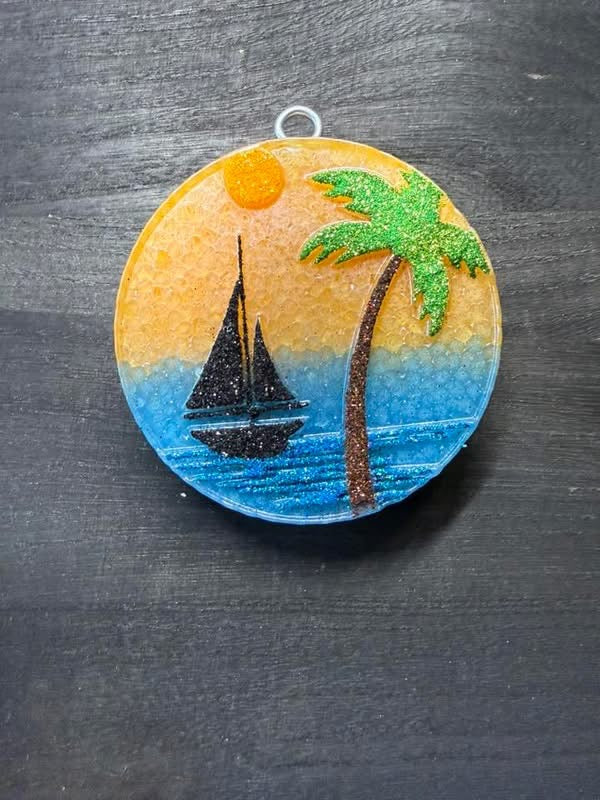 Round Tropical Sunset Freshie Mold