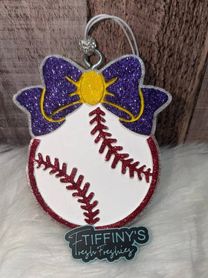 Baseball with Bow Freshie Silicone Mold