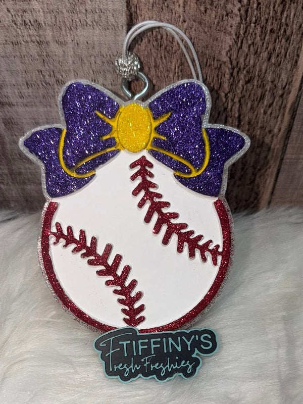 Baseball with Bow Freshie Silicone Mold