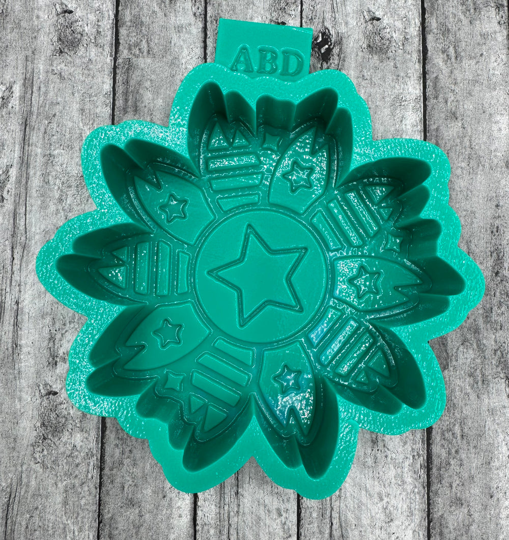 Single Star Patriotic Flower with Stars Freshie Silicone Mold