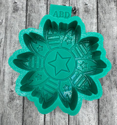 Single Star Patriotic Flower with Stars Freshie Silicone Mold