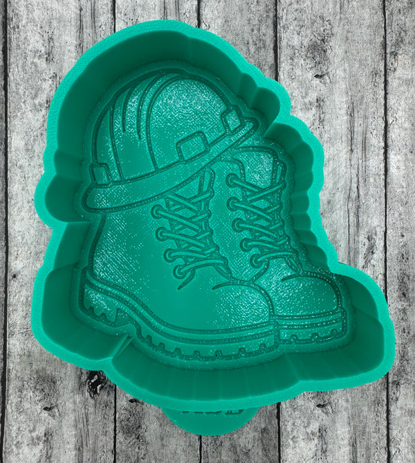 Men Work Boots and Hard Hat Freshie Silicone Mold