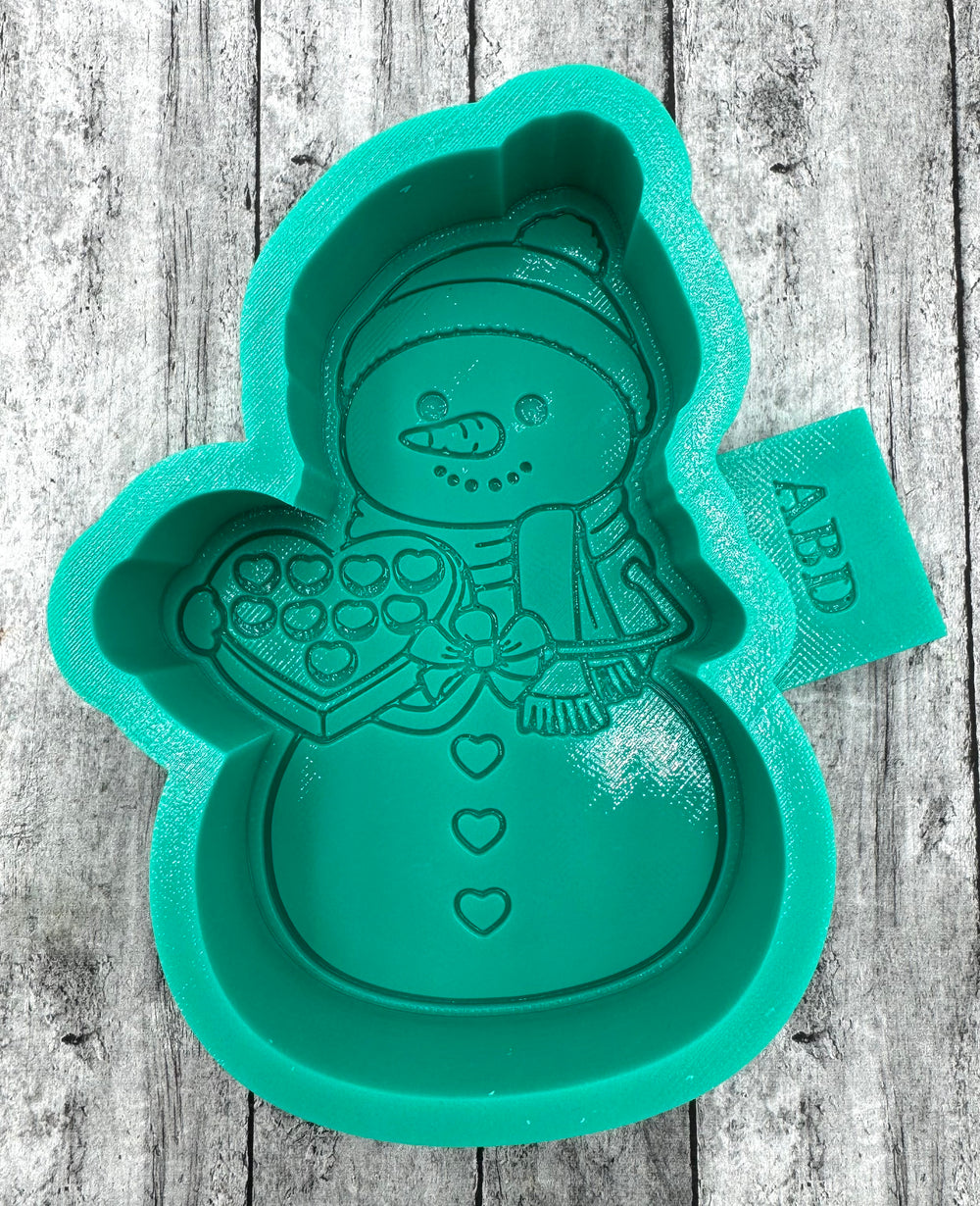 Snowman Holding Box of Chocolates Freshie Silicone Mold