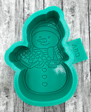 Snowman Holding Box of Chocolates Freshie Silicone Mold