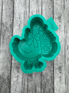 Goose with Bow and Fall Pumpkin Latte Cup Freshie Silicone Mold