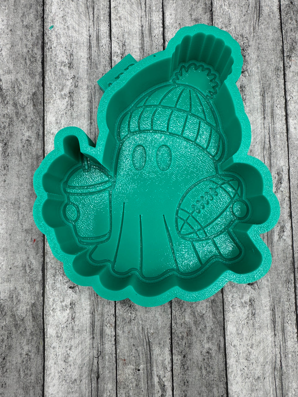 Ghost in Winter Hat with Football and Latte Cup Freshie Silicone Mold