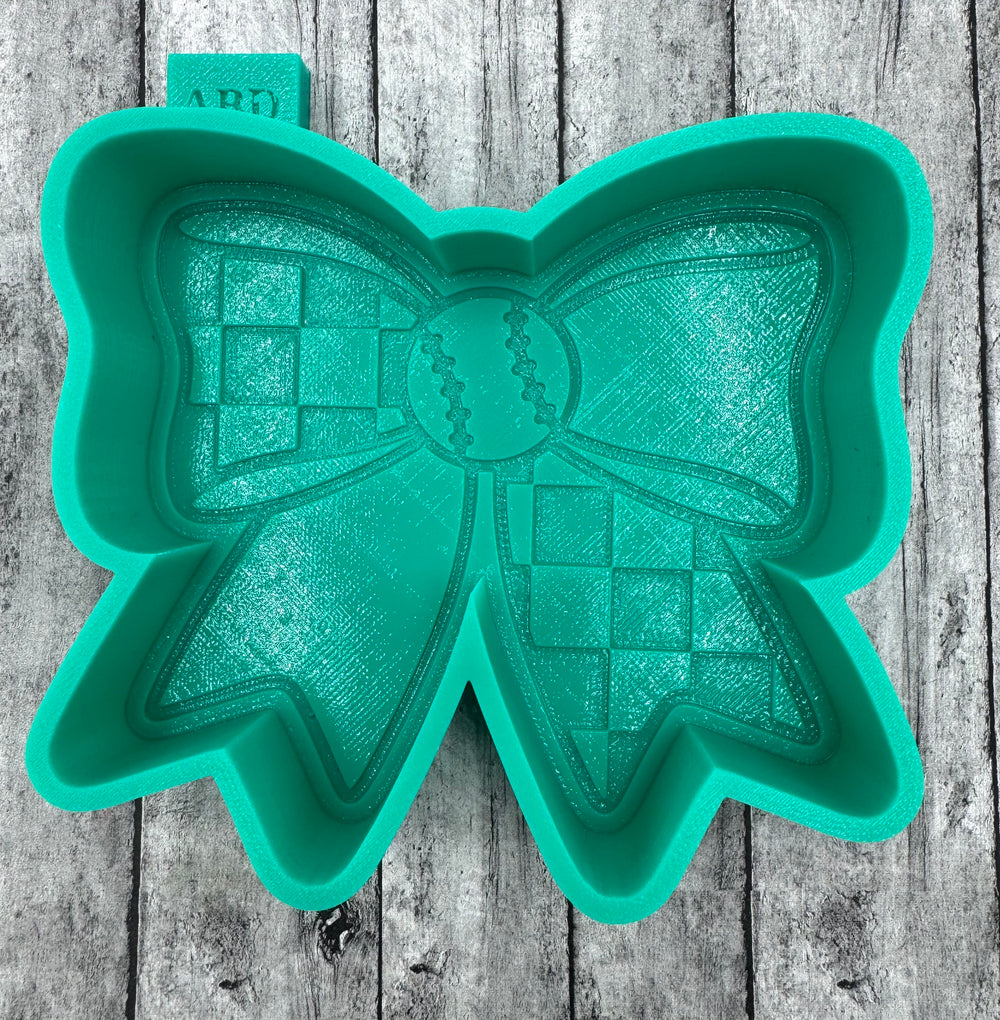 Baseball Checkered Bow Freshie Silicone Mold