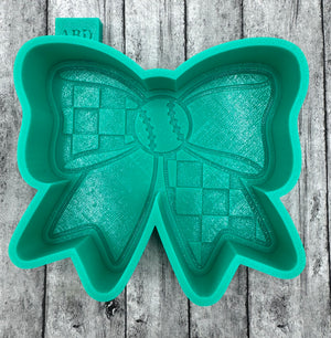 Baseball Checkered Bow Freshie Silicone Mold