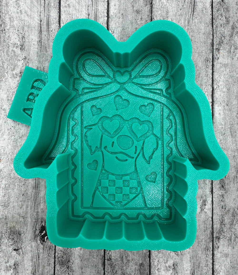 Dog Valentine Frame with Bow Freshie Silicone Mold