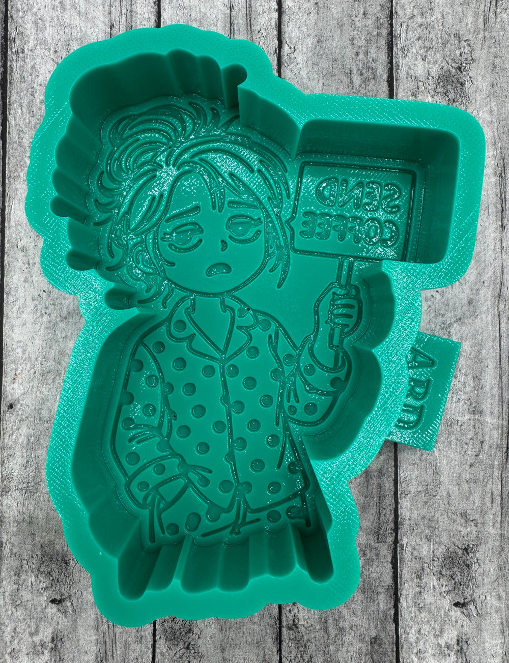 Send Coffee Girl in Pajamas Center Freshie Silicone Mold