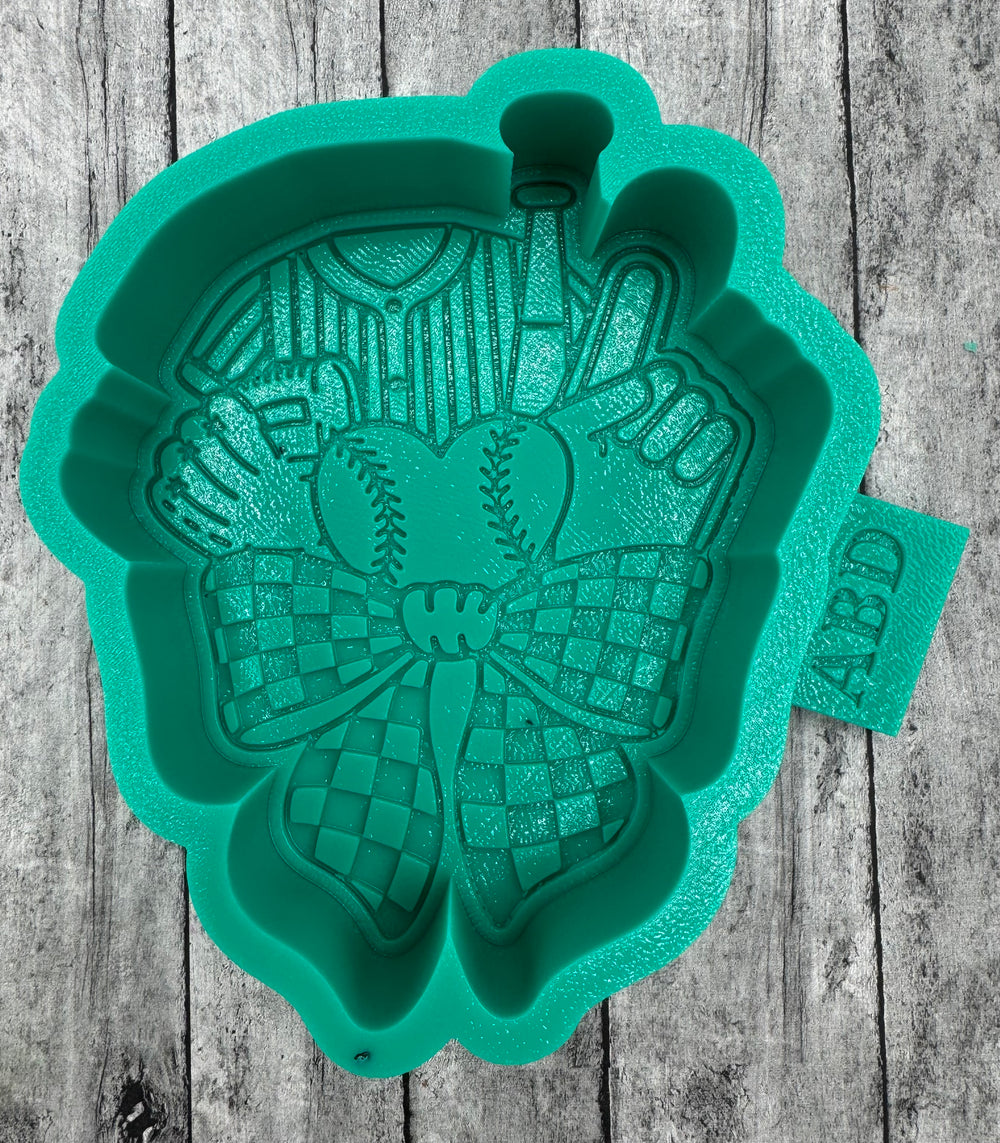 Baseball Gear and Checkered Bow Freshie Silicone Mold