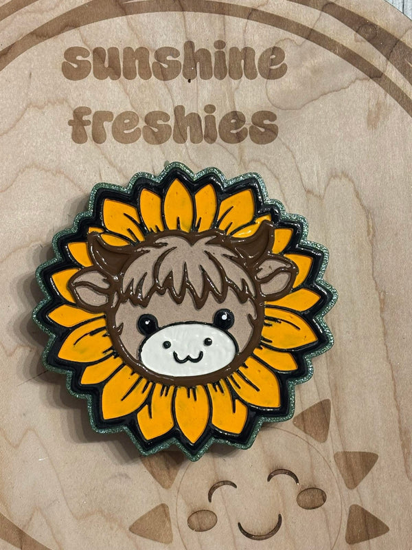 Highland Cow Sunflower Cente Freshie Silicone Mold