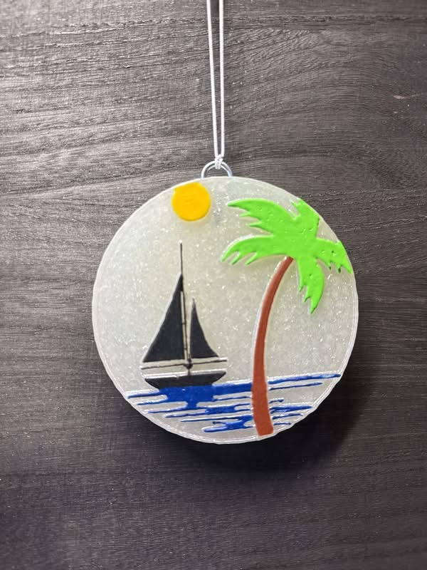Round Tropical Sunset Freshie Mold