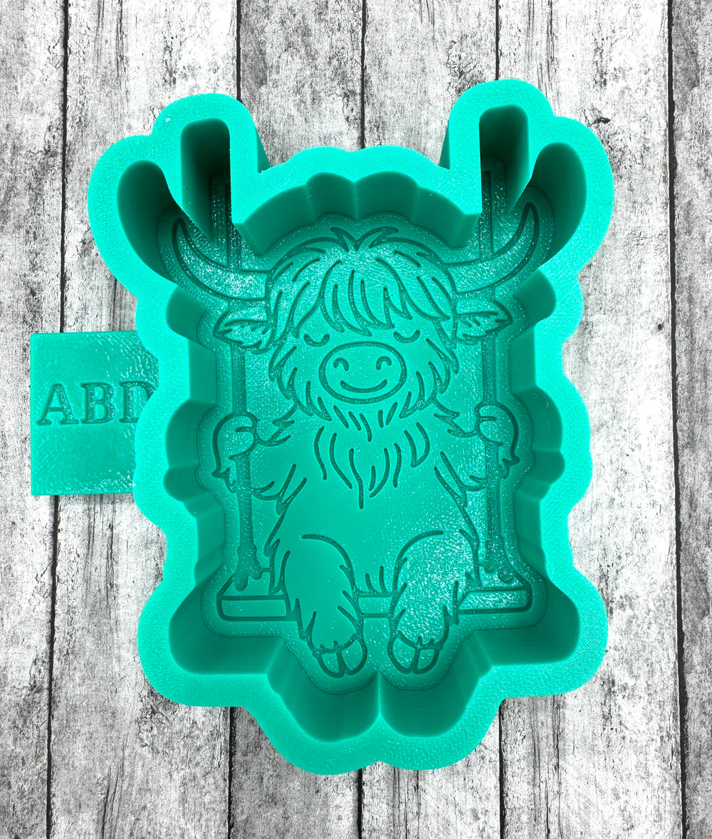 Highland Cow on a Swing Freshie Silicone Mold