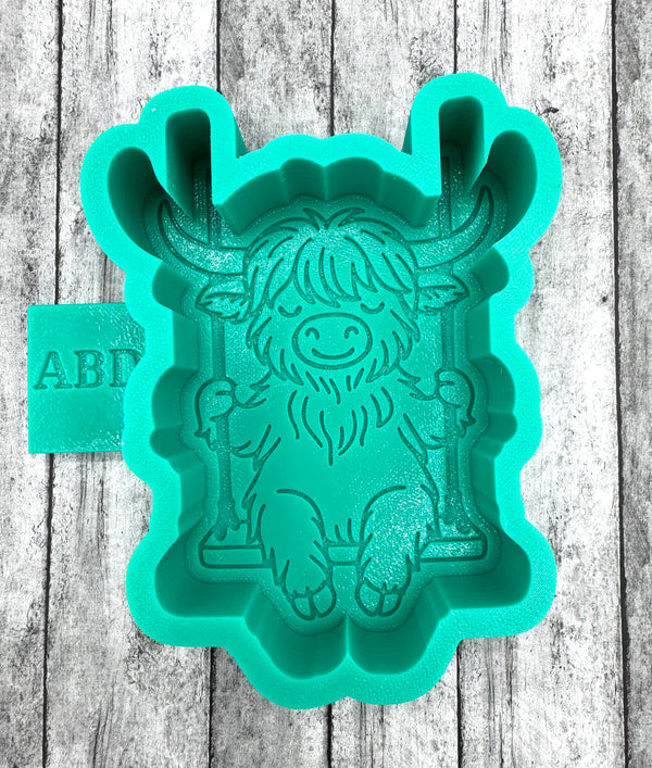 Highland Cow on a Swing Freshie Silicone Mold
