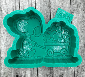 Beagle Dog Pulling Wagon Full of Hearts Freshie Silicone Mold