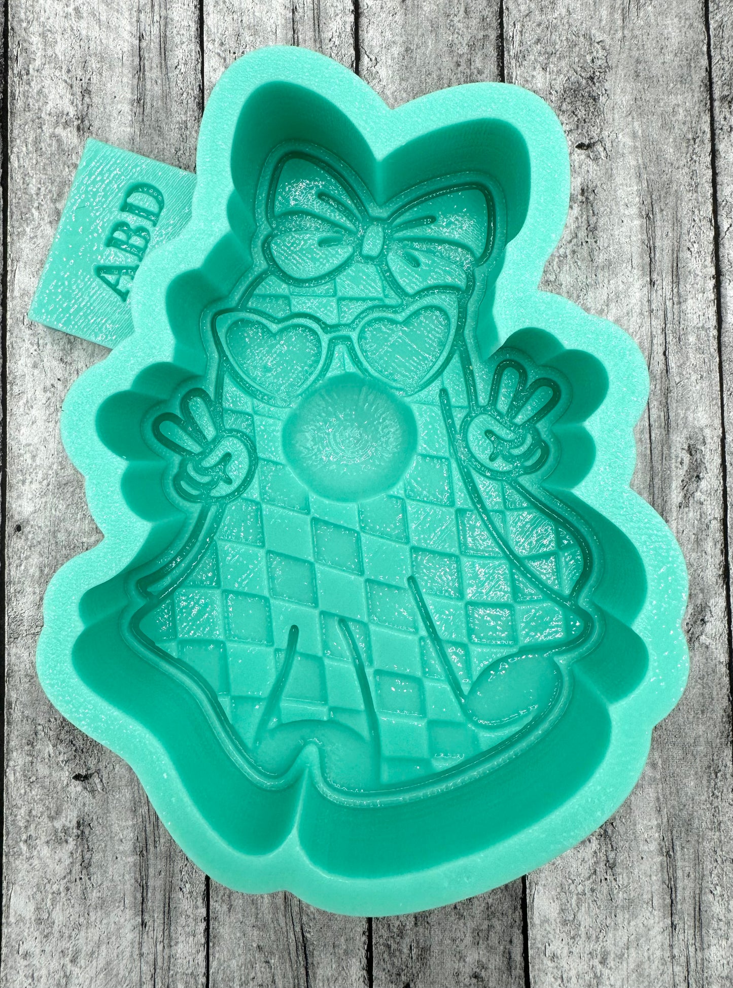 Checkered Ghost blowing a Bubble Freshie Silicone Mold